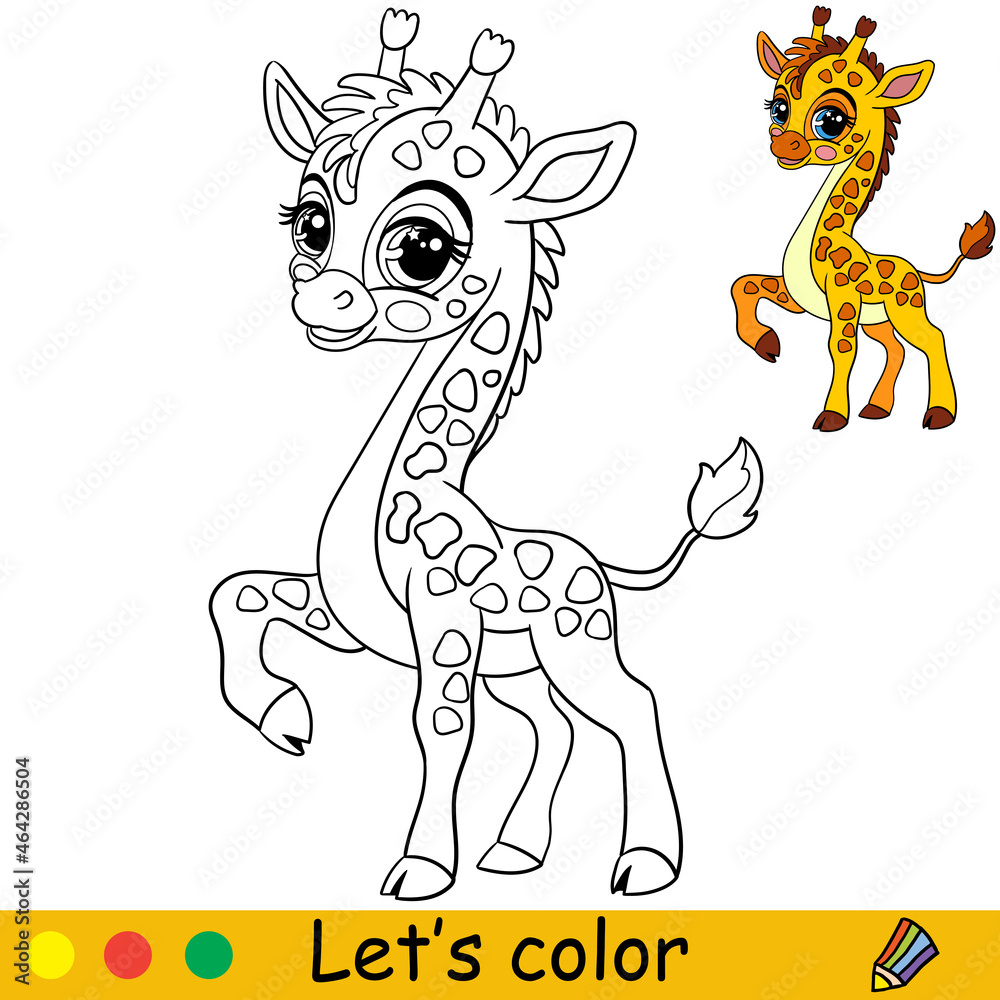 Cartoon cute baby giraffe coloring book page Stock Vector | Adobe Stock