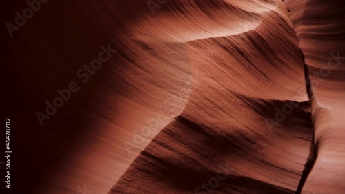 Movement Along Beautiful Red Walls Smooth And Wave In Slot Canyon photo