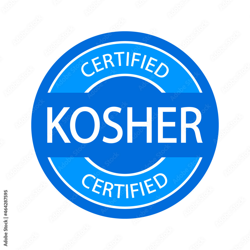 Kosher food products label, badge or logo. Vector Kosher sign certificate tag. Round icon. Sticker design. Halal