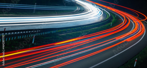 lights of moving cars at night. long exposure