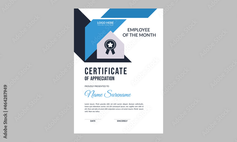 Certificate Layout with Stylish and Blue Elements Certificate Layout with Stylish and Blue Elements