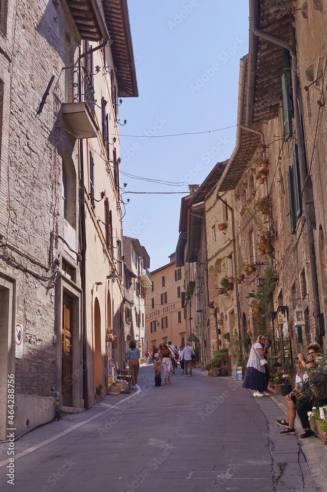 Typical street of Assisi, Italy