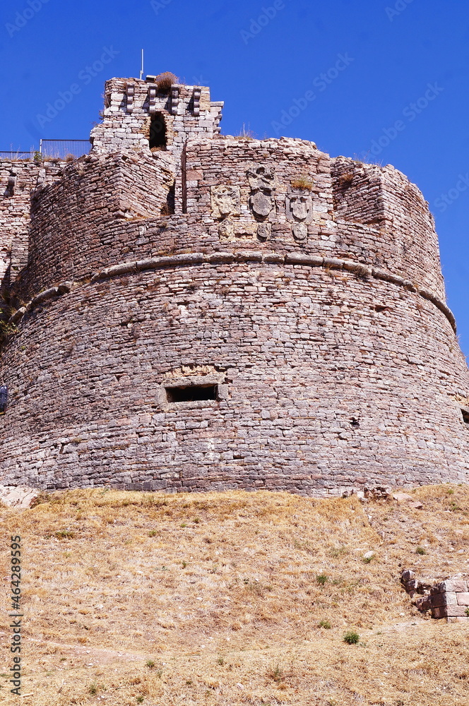 Large tower of Rocca Major in Assisi, Italy