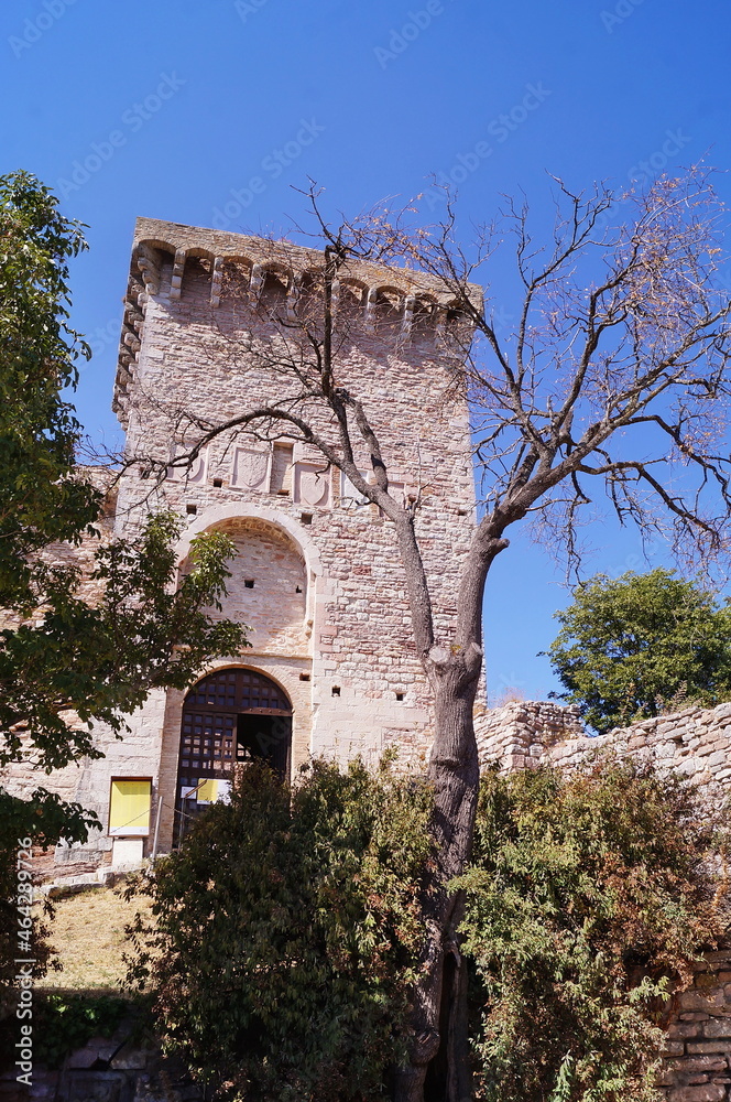 Entrance tower to the Rocca Major in Assisi, Italy