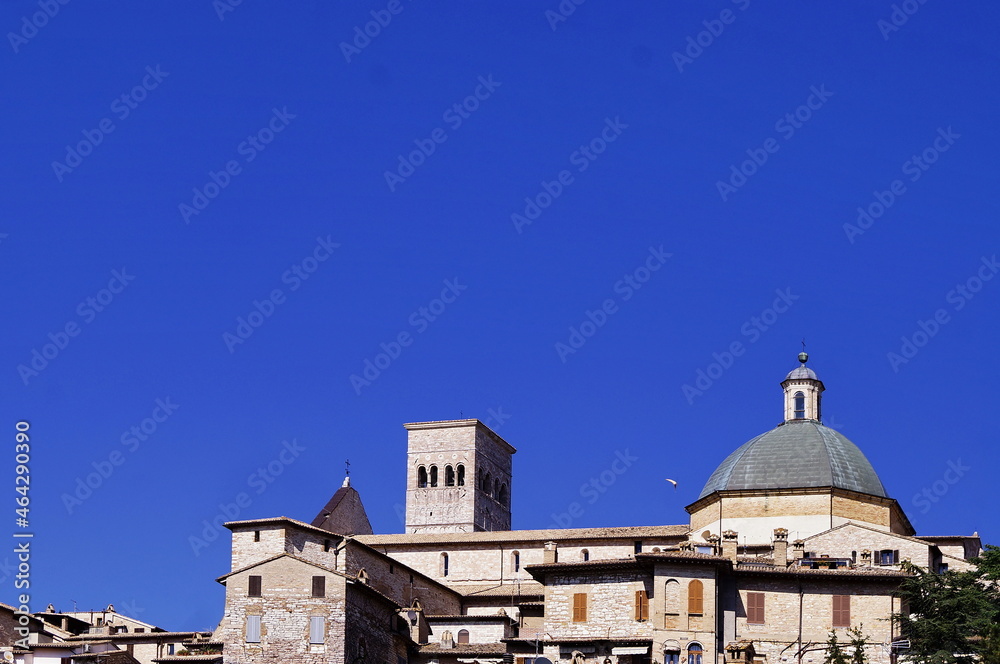 Dome and bell tower of the Cathedral of San Rufino in Assisi, Italy