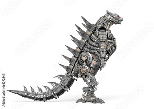 Fototapeta Naklejka Na Ścianę i Meble -  cyberpunk dinosaur bot real side view