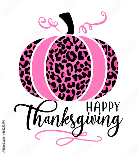 Happy Thanksgiving - Religion quote Thanksgiving day or Harvest handwritten word, lettering message. Handwritten modern brush calligraphy for fall. Good for home decor, posters, cards. Autumn sticker.
