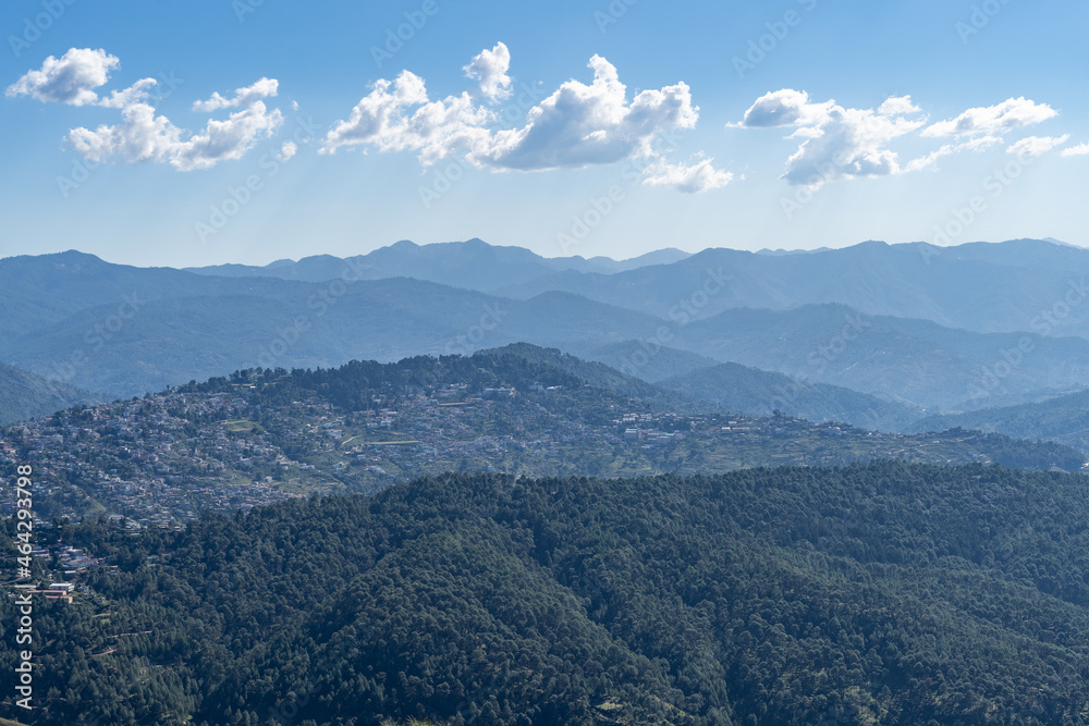 A beautiful scenic landscape of mountains of Uttarakhand with a view of Almora city. A beautiful scenic landscape of mountains of Uttarakhand with a view of Almora city.