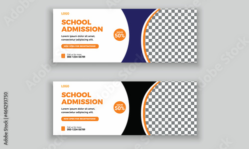 school education Facebook cover page layout & kids school admission web banner template design set