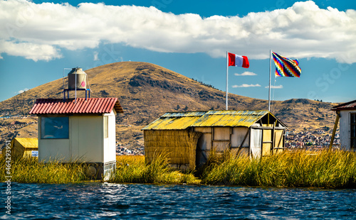 Uros Floating Islands on Lake Titicaca in Peru photo