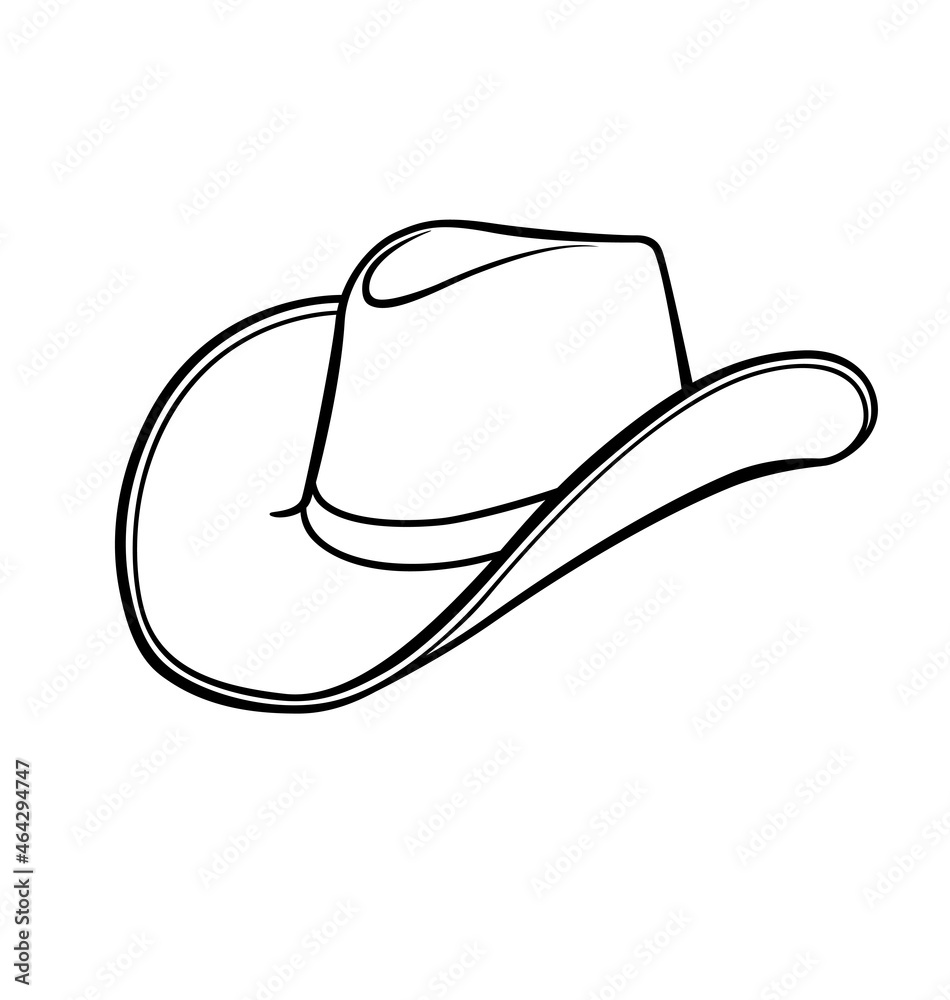 cowboy stetson hat line drawing - obrazy, fototapety, plakaty 