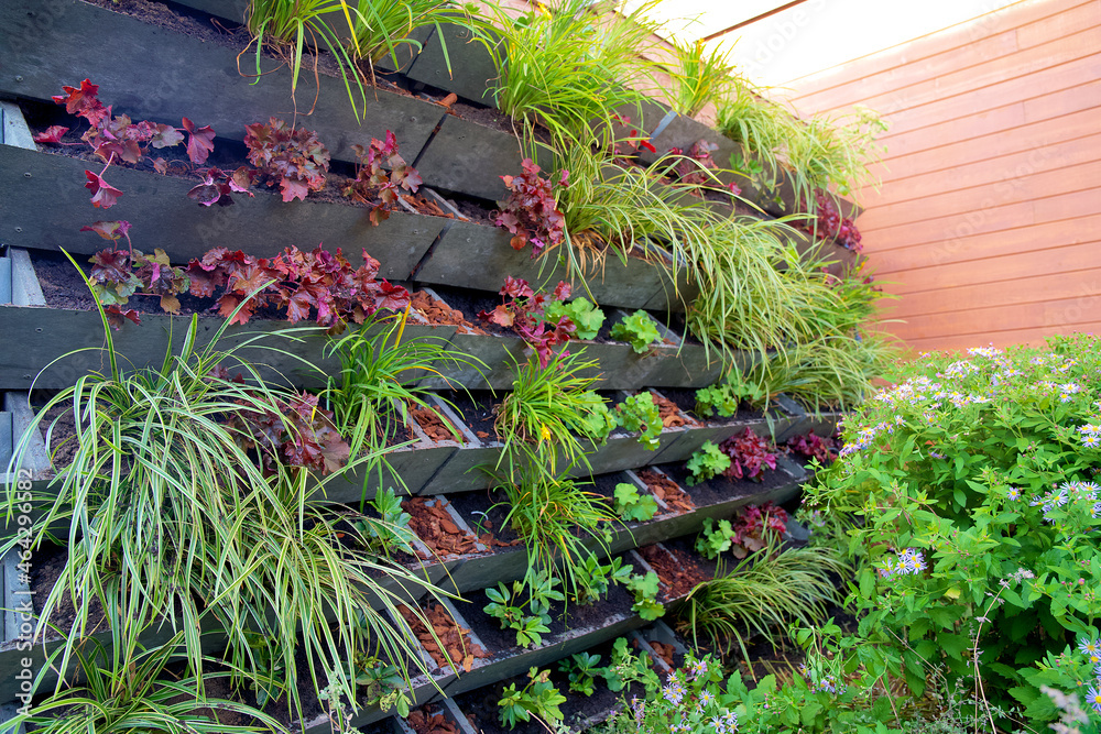 Vertical green wall garden made from recycled waste plastics on behalf ...