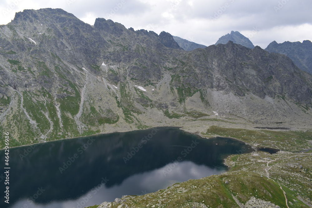 lake in the mountains slovakian tatra mountains high Veľké Hincovo pleso