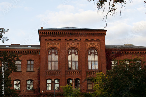 building in the city of bydgoszcz poland old town europe architecture red brick wall