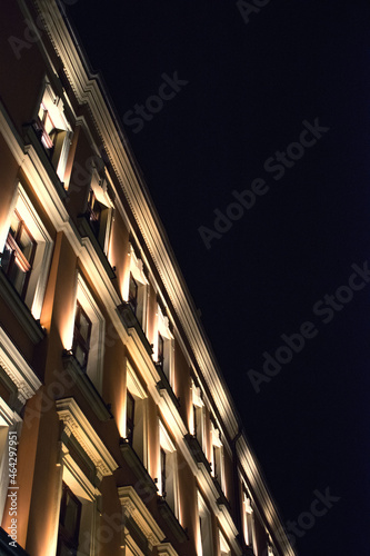 building at night cracow old town windows illuminated lights window