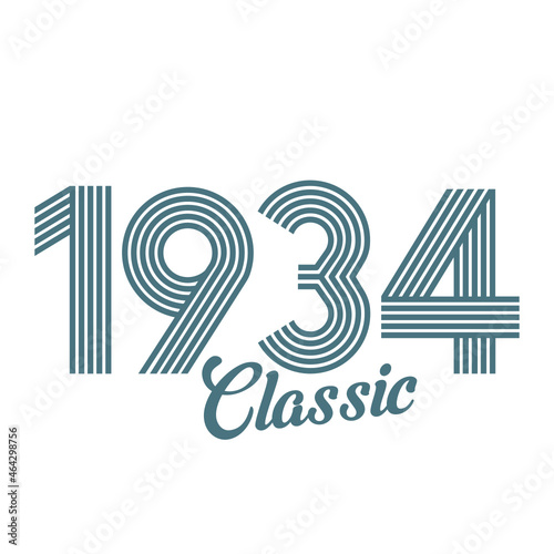 classic 1934 , Born in  1934, birthday typography design for gift