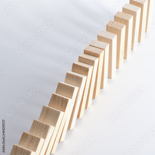 Close-up of a wooden Jenga block. Fall prevention