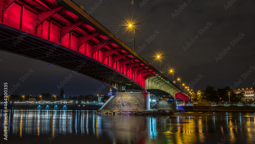 The Slasko-Dabrowski bridge at night, Warsaw. The Slasko-Dabrowski bridge at night, Warsaw.