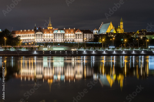 The Royal Castle at night from the Vistula, Warsaw