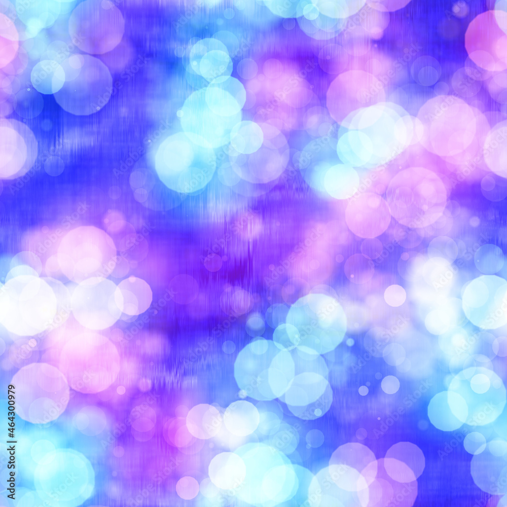 Fototapeta premium Seamless seventies tie dye bokeh texture. Hippie summer repeat background with ink dyed effect. 