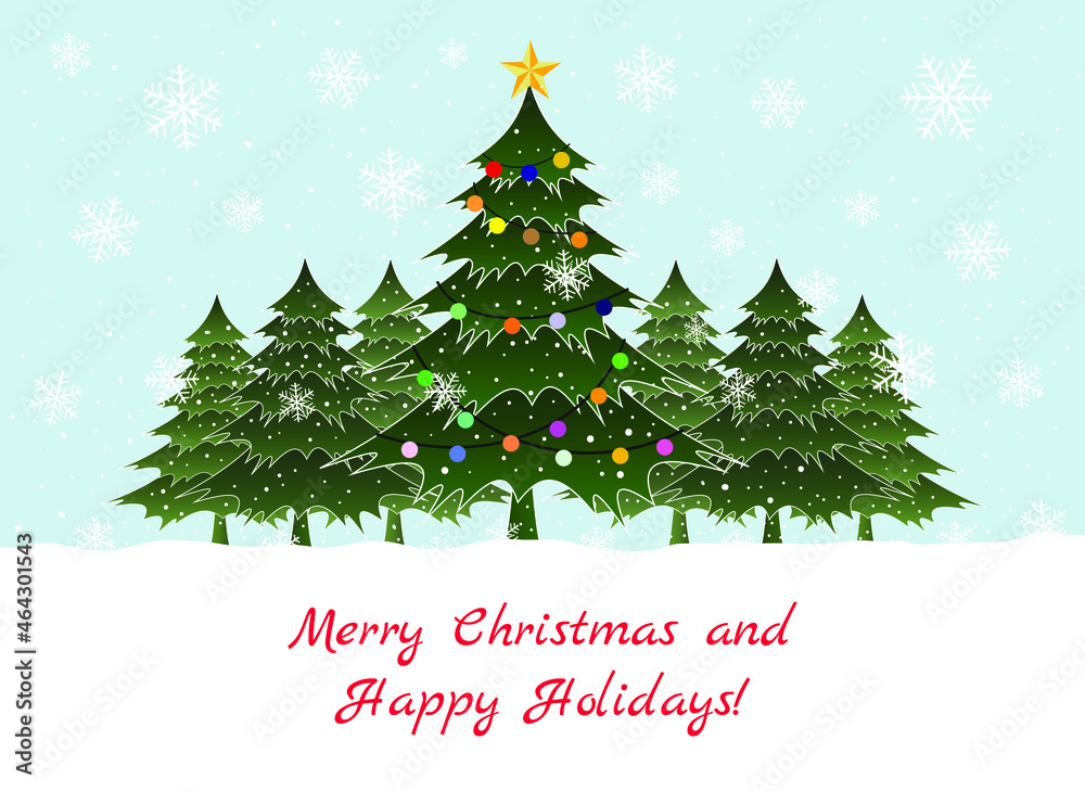 Merry Christmas and Happy Holidays greeting card
