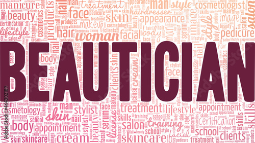 Beautician vector illustration word cloud isolated on white background.