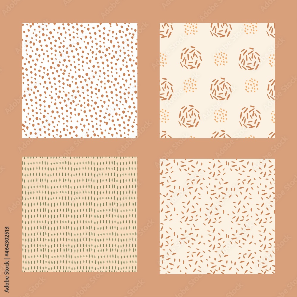 Abstract set speckles seamless pattern in boho style