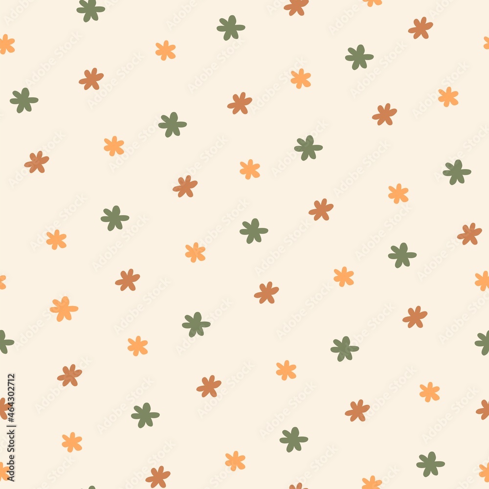 Seamless vector pattern with abstract flowers in boho style