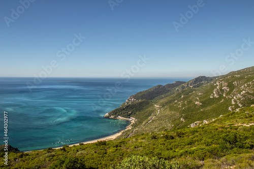 View from the mountains to the ocean at Serra da Arrábida photo
