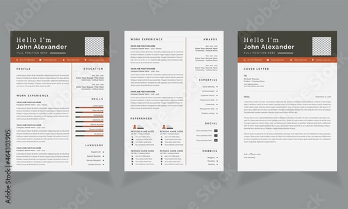 Resume and Cover Letter Template with Merlin Header Element
