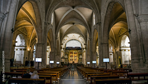 Interior of historic cathedral in Valencia, Spain.