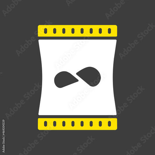 Potato chips bag vector icon. Fast food sign