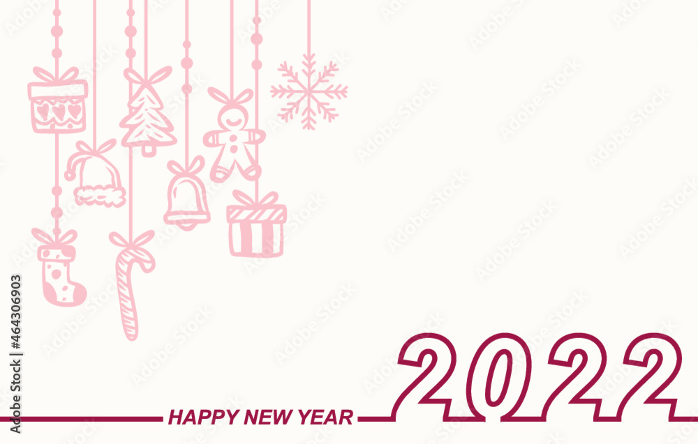 Flat Hand Drawn christmas icon and happy new year design background template card poster