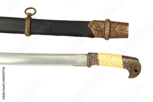 The scabbard and the upper part of the Cossack saber of tsarist Russia.