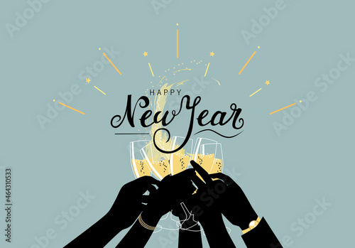 Group of people toasting with champagen for the new year