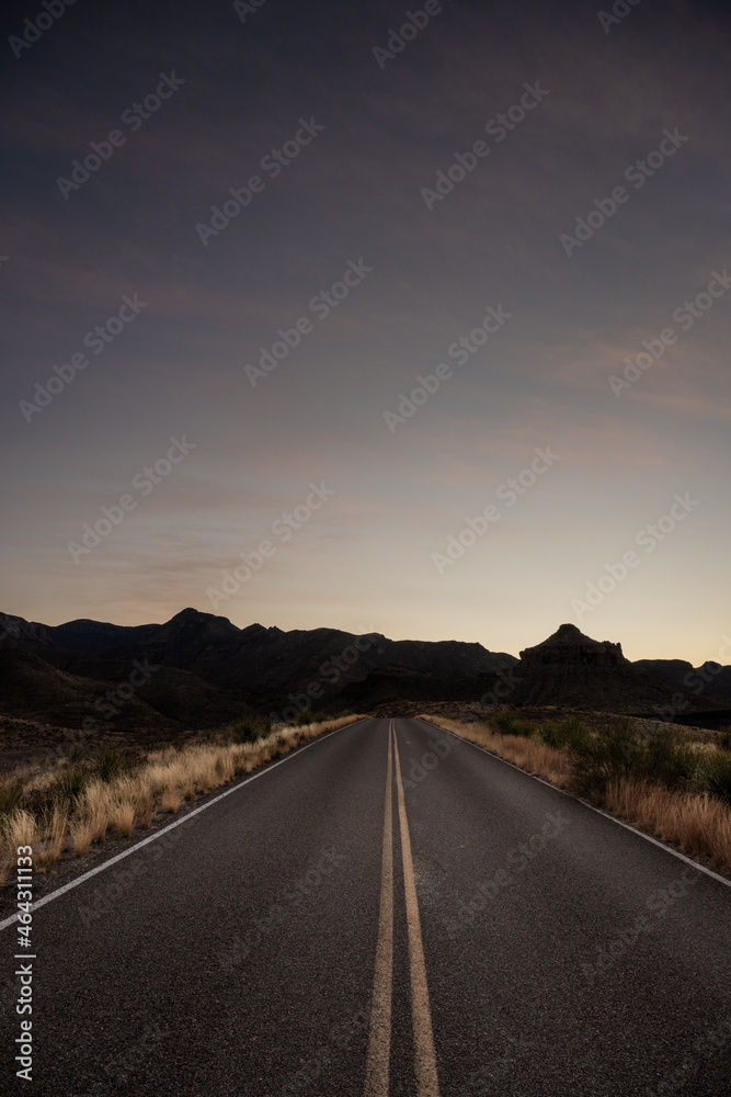 Empty Road Before Sunrise In Big Bend