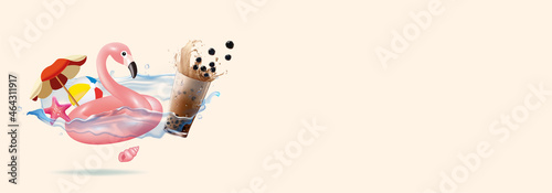 Bubble milk tea, Pearl milk tea , Different sorts of Boba. Yummy drinks. Ads with delicious tapioca.  Restaurant cafe menu, template design. Food flyer. Chalk board, retro menu restaurant poster. 