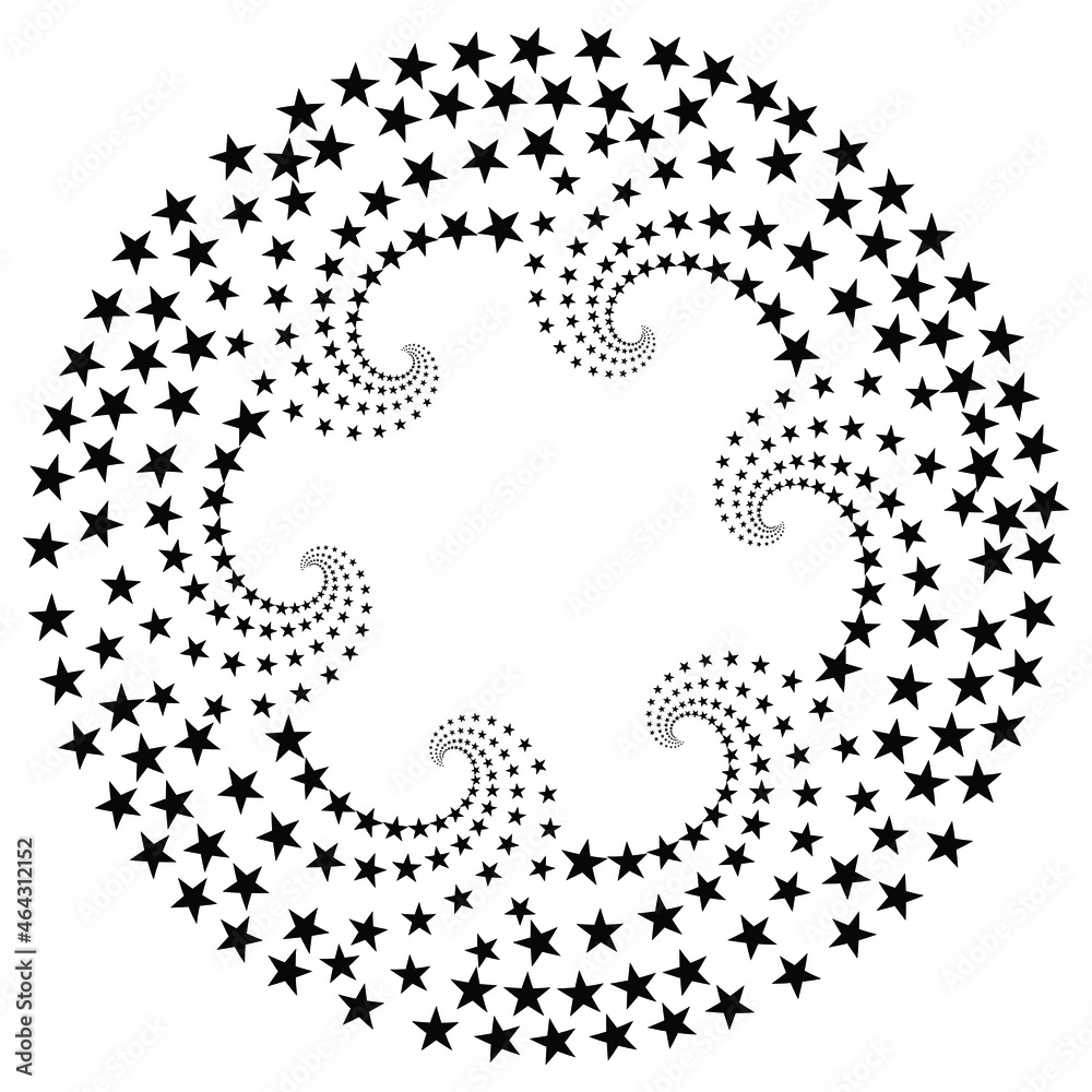 Celebration Background With Swirls And Stars, Black And White Round ...