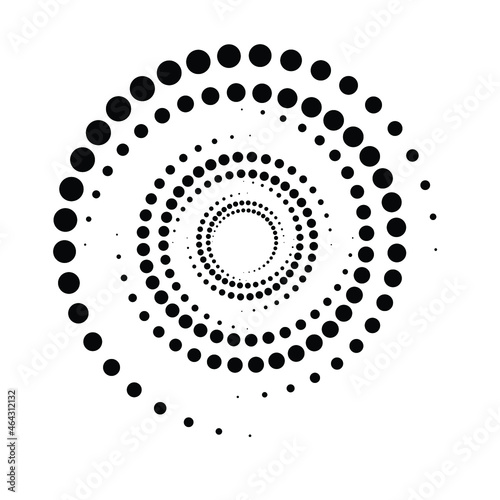 Black Halftone Dots Spiral On White Background