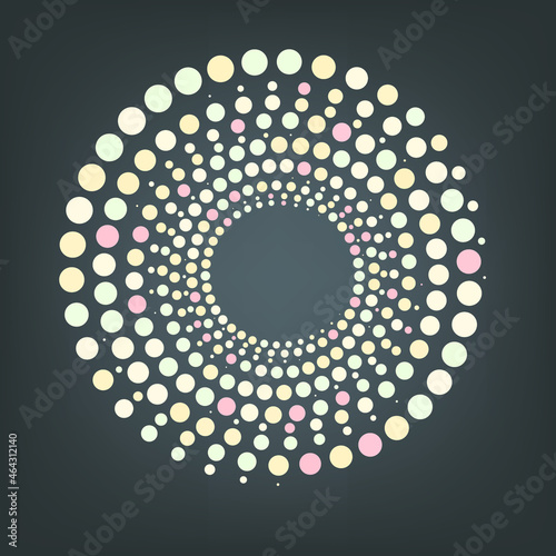 Holographic Halftone Dots Spiral On Gray Background