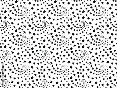 Stars Seamless Pattern With Swirls From Stars In Black And White Color © Vtaurus