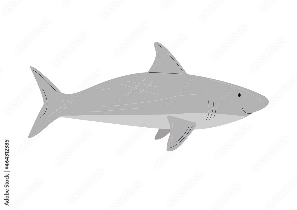 Vector shark in flat style isolated on white background. Can be used as an element for games Vector shark in flat style isolated on white background. Can be used as an element for games