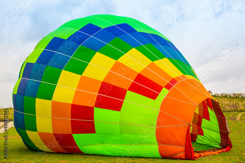 Festival of aeronautics. Preparing balloons for flights. Installation of balloon equipment, balloon assembly.