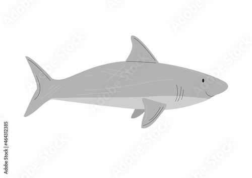 Vector shark in flat style isolated on white background. Can be used as an element for games