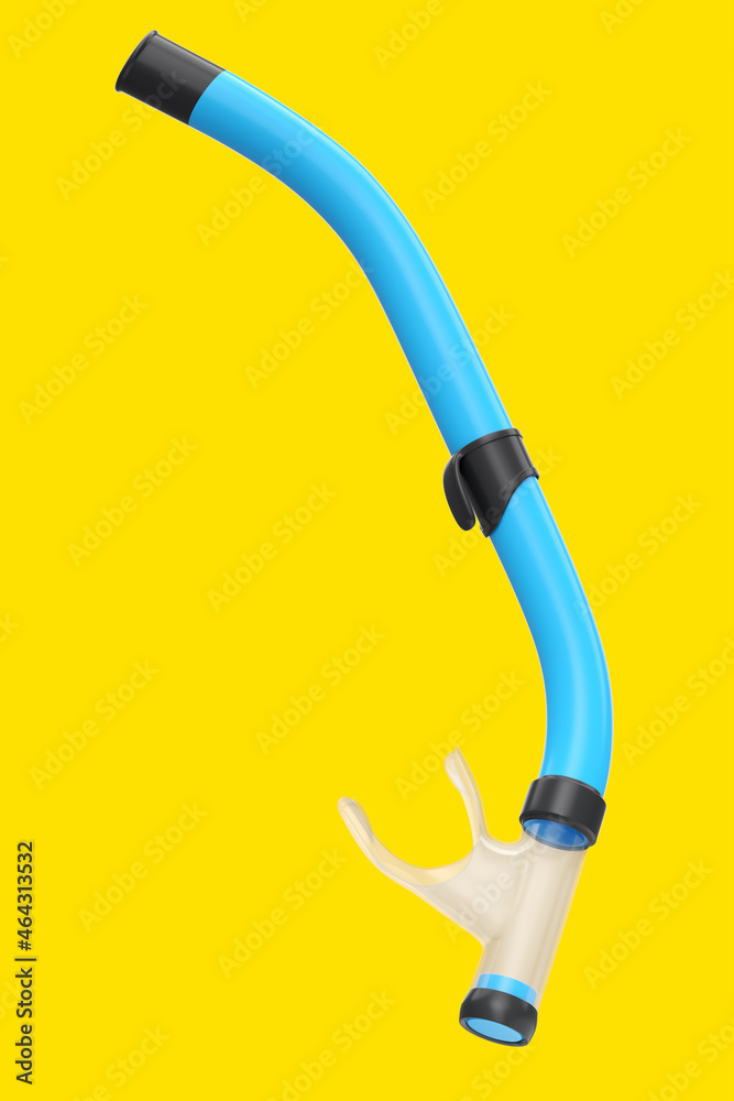 Blue snorkel for diving and swimming in the pool isolated on a yellow background Blue snorkel for diving and swimming in the pool isolated on a yellow background