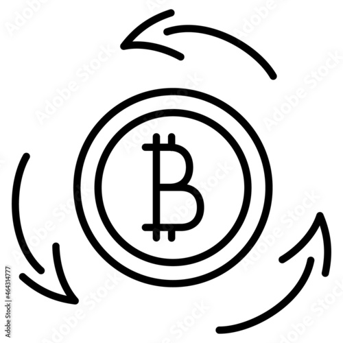 The Bitcoin cycle. Cryptocurrency movement. The reliability of the blockchain. Icon, vector, outline, isolated, 48 pixel.