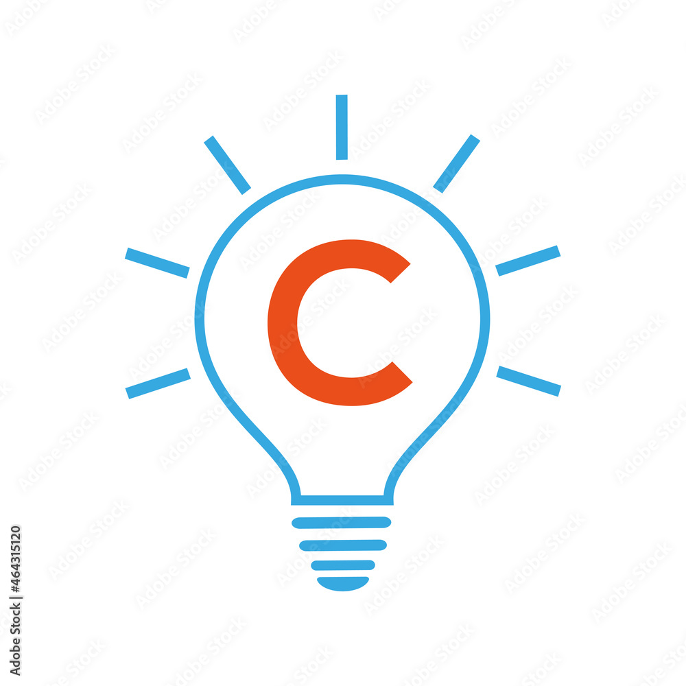 Idea Logo. C letter logo with electric bulb vector Idea Logo. C letter logo with electric bulb vector