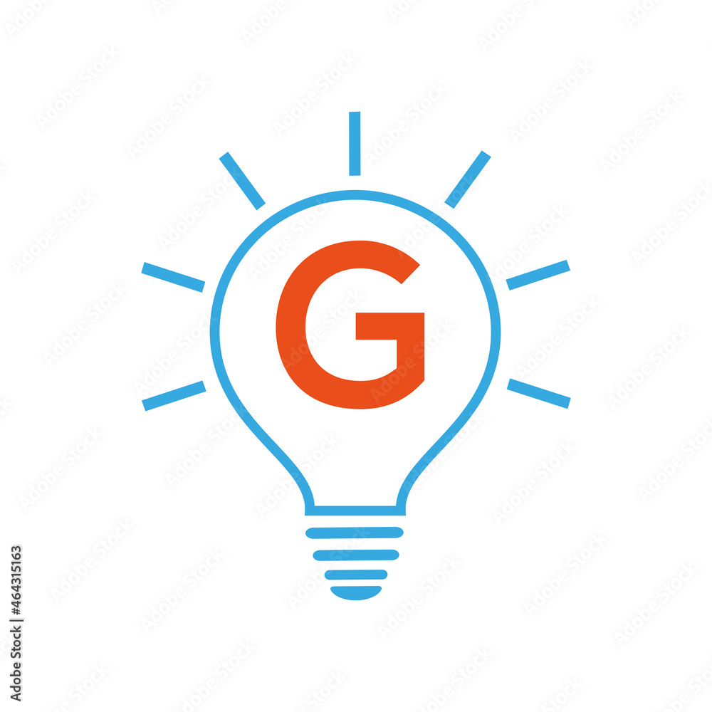 Idea Logo. G letter logo with electric bulb vector Idea Logo. G letter logo with electric bulb vector