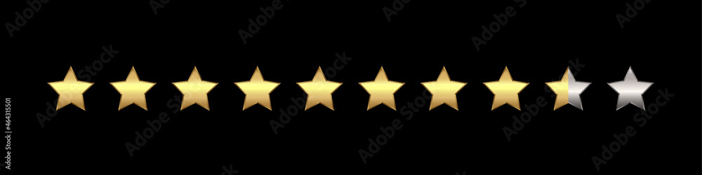 Obraz premium Rating ten stars. Vector gold stars to indicate the rating of products or films.