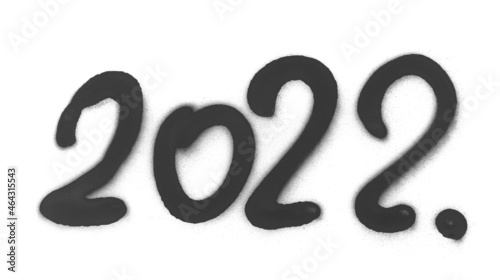 Black spray stain in shape new year 2022. isolated on white background, photo with clipping path